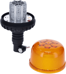 Pièces agricoles - Eclairage - Gyrophare LED, 20W, 12-24V, ambre, montage sur poteau flexible, Ø 126mm x201mm