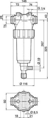 Pièces agricoles - Pièce Pulvérisateur - Filtre à pression T5 connecteur à fourche 280 l/min