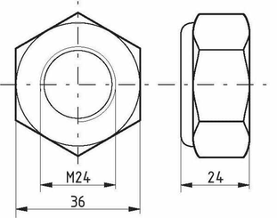Pièces agricoles - Fasteners - Écrou de blocage hexagonal DIN985 M24x2,00 acier zingué |8| Kramp