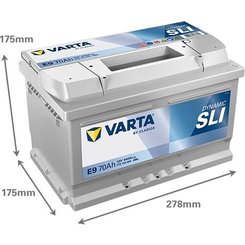 Pièces agricoles - Eclairage - Battery 12V 70Ah 640A E9 VARTA Dynamic SLI