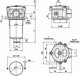 Pièces agricoles - Hydraulique - Boîtier filtre 1 av indic PRT