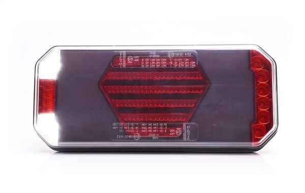 Pièces agricoles - Eclairage - Feu arrière multifonction LED, droit, rouge/orange/blanc, 12-24 V, 236 x 104 x 40,5 mm