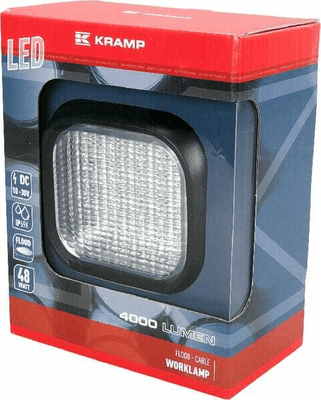 Pièces agricoles - Eclairage - Phare de travail LED carré 48W 4000lm, 10-30V, 123x81x123mm, faisceau large, Kramp