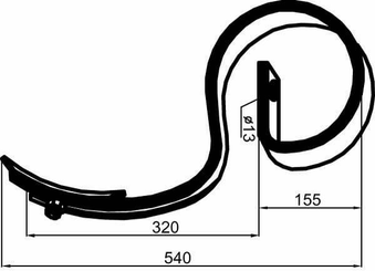 Pièces agricoles - Travail du sol - Dent à ressort 45x10x535mm avec pointe adaptable pour Väderstad