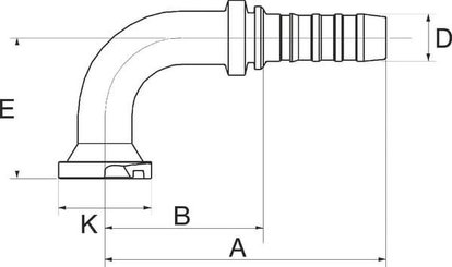 Pièces agricoles - Hydraulique - Racc. à sertir DN25+38,1 bride 90°