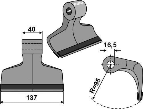 Pièces agricoles - Aménagements paysagers - Hammer flail heavy PTA coated, suitable for Berti