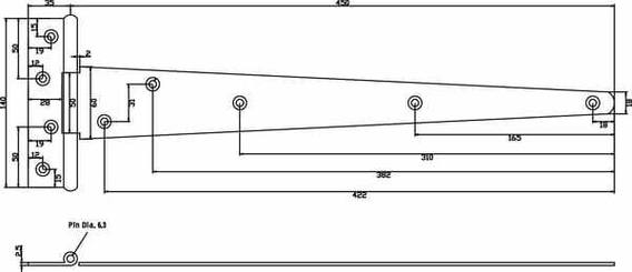Pièces agricoles - Fasteners - Charnière T paire 18"x450mm