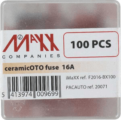 Pièces agricoles - Eclairage - Fusible stéatite 16A longueur 25mm rouge pack 100x iMaXX
