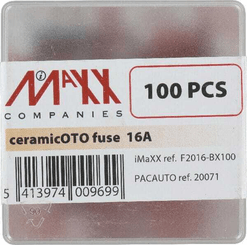 Pièces agricoles - Eclairage - Fusible stéatite 16A longueur 25mm rouge pack 100x iMaXX