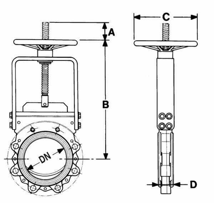 Pièces agricoles - Hydraulique - Vanne guillotine + volant DN150