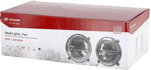 Pièces agricoles - Eclairage - Phares LED, 22/21 W, ronds, 9-36 V, Ø140 mm, feux de route/feux de croisement, connecteur H4, paire, Kramp