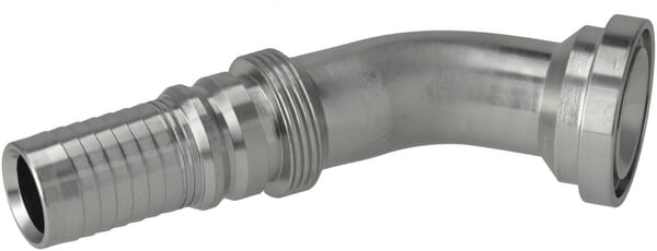 Pièces agricoles - Hydraulique - Raccord à sertir 4SH-DN25 avec flasque ø44,5 mm 45°