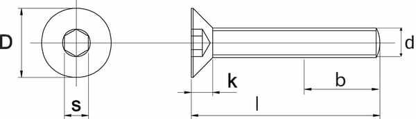 Pièces agricoles - Fasteners - Vis tête fraisée hexagonale creuse M8x60 10.9 zin