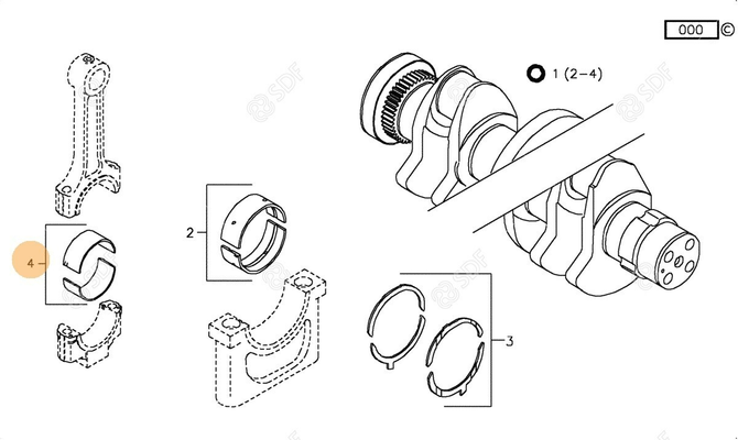 Pièces agricoles - Pieces moteur - coussinet de bielle mm 58.00