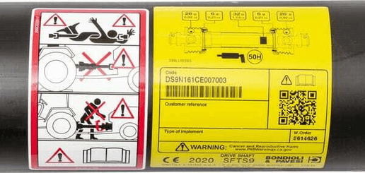 Pièces agricoles - Transmission - Arbre de transmission S9 L : 1610mm LB, Bondioli&Pavesi