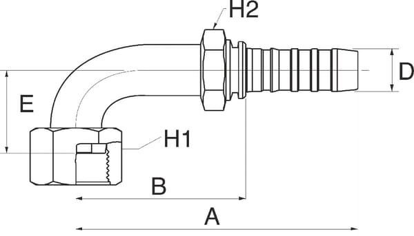 Pièces agricoles - Hydraulique - Racc. à sertir DN13-1"3/16 SAE 90°