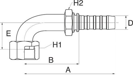Pièces agricoles - Hydraulique - Racc. à sertir DN13-1"3/16 SAE 90°