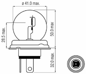 Pièces agricoles - Eclairage - Ampoule R2 -12V-45/40W P45t-41