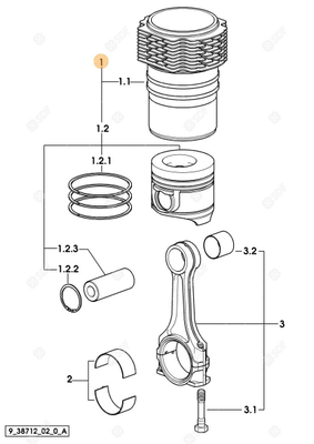 Pièces agricoles - Pieces moteur - GROUPE DU PISTON CYL Deutz-Fahr origine