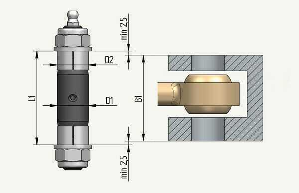 Pièces agricoles - TP pièce adaptable - Axe Extenderbolt Ø20x60mm bague Ø20mm canal de graissage