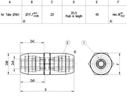 Pièces agricoles - Pièce divers - Raccord instantané 8x1,0mm