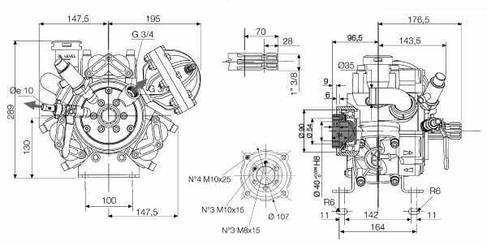 Pièces agricoles - Pièce Pulvérisateur - Pompe à membrane à piston haute pression APS 71 6F
