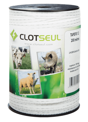Pièces agricoles - Cloture,Jardin & Sylviculture - RUBAN TAPEFIX 12 - BLANC - 200M