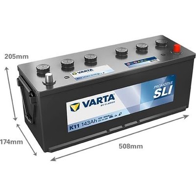 Pièces agricoles - Eclairage - Battery 12V 143Ah 900A K11 VARTA Promotive SLI