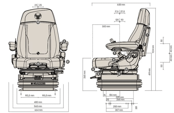 Pièces agricoles - Pièce divers - Siège Maximo XT Dynamic Plus Mise à jour du tissu Grammer
