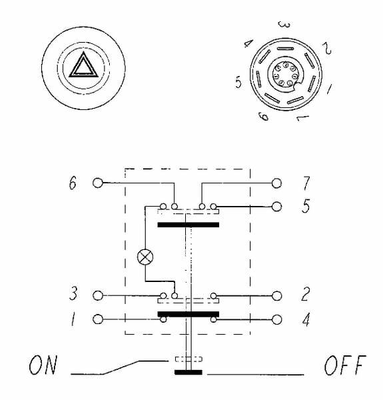 Pièces agricoles - Electricité - Interrupteur poussoir, feux de détresse, rond, rouge