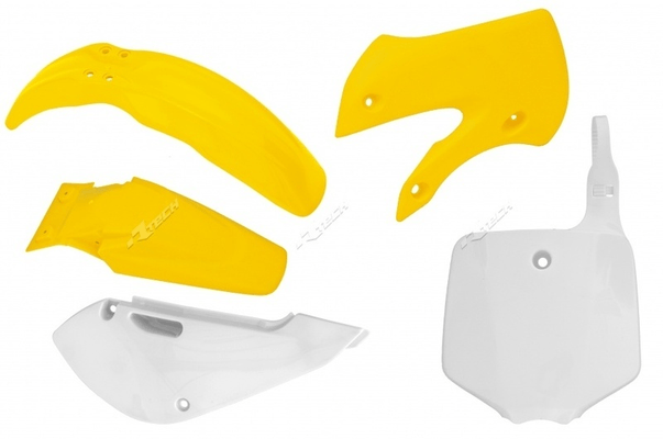 Pièces Quad & Motos - Plastiques - Kit plastique RACETECH couleur origine jaune/blanc Suzuki RM65
