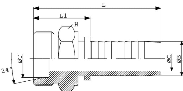 Pièces agricoles - Hydraulique - Raccord à sertir DN16-M30X2,0-20S inox
