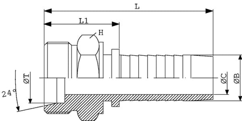 Pièces agricoles - Hydraulique - Raccord à sertir DN16-M30X2,0-20S inox
