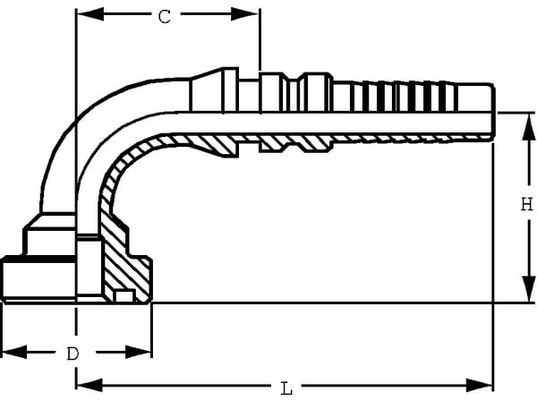 Pièces agricoles - Hydraulique - Raccord à sertir 4SH-DN40 avec flasque ø63,5 mm 90°