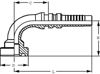 Pièces agricoles - Hydraulique - Raccord à sertir 4SH-DN40 avec flasque ø63,5 mm 90°
