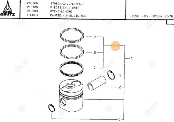 Pièces agricoles - Pieces moteur - JEU DE 3 SEGMENTS Deutz-Fahr origine