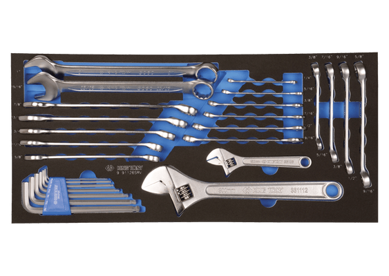 Outils - Outils divers - 26 PC. COMBINATION WRENCH SET FOR TROLLEY (EVA FOAM)
