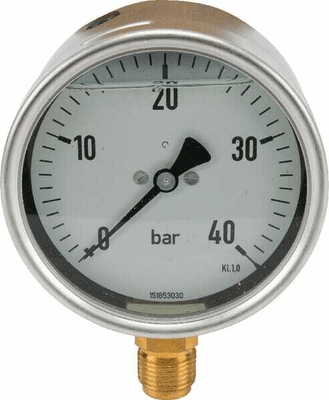 Pièces agricoles - Hydraulique - Manomètre Ø 100 0-40 bar ½"