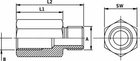 Pièces agricoles - Hydraulique - Union M/F M16X150-F22X150