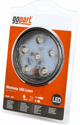 Pièces agricoles - Eclairage - Phare de travail LED, 27W, 1850lm, ronde, 10/30V, Ø 115mm, faisceau large, 6 LED, gopart