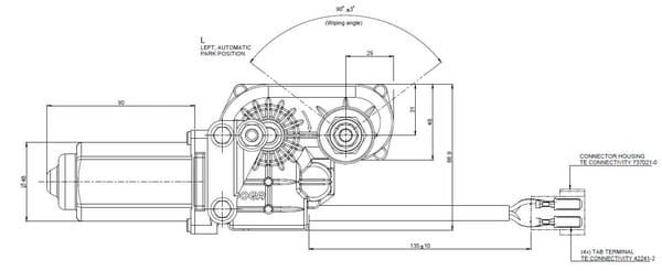 Pièces agricoles - Pièce divers - Moteur d'essuie-glace 12V arbre 90° L:72,4mm Ø10mm (type 316)