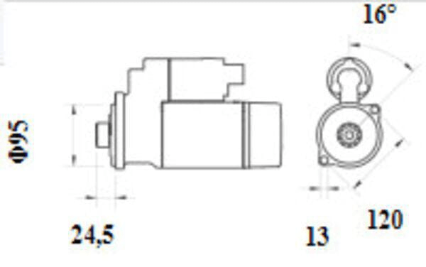 Pièces agricoles - Eclairage - Démarreur 12V, 2,5kW, 15 dents, CW, Mahle