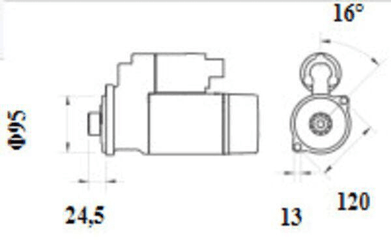 Pièces agricoles - Eclairage - Démarreur 12V, 2,5kW, 15 dents, CW, Mahle