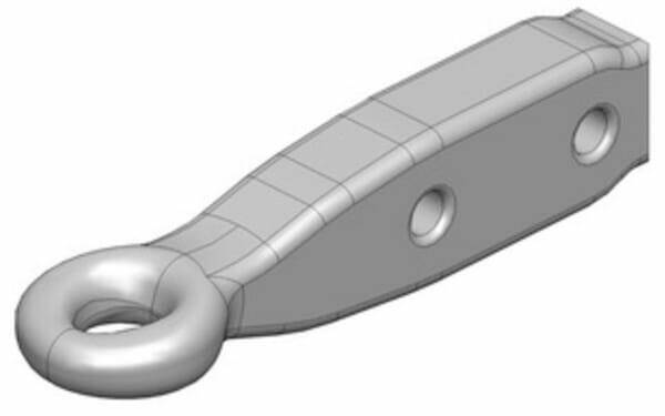 Pièces agricoles - Tracteur pièce adaptable - Oeillet de remorquage diamètre 50mm, fût 100x65, 2 trous diamètre 28mm, Stepa DIN 9678-2