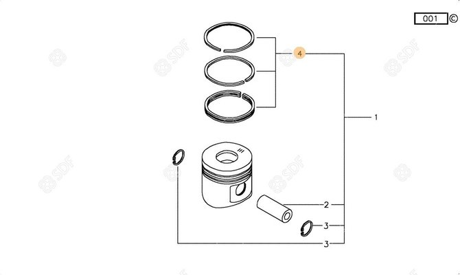 Pièces agricoles - Pieces moteur - JEU DE SEGM.PISTON Deutz-Fahr origine