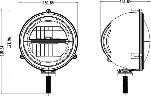Pièces agricoles - Eclairage - Phare LED, rond, 10-30 V, à boulonner, Ø 150 mm, Kramp