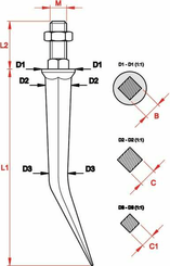 Pièces agricoles - Travail du sol - Dent de herse courbée M16