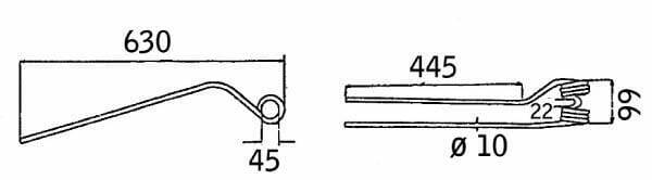 Pièces agricoles - Fenaison & élevage - Dent d'andaineuse rotative G. ext.