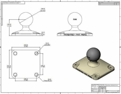 Pièces agricoles - Pièce Pulvérisateur - Plaque de montage 2"x2" "C"
