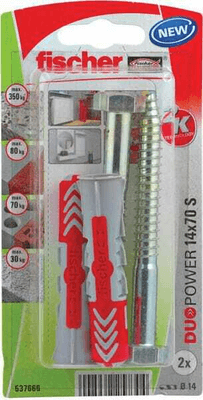Pièces agricoles - Fasteners - Chevilles tous matériaux DuoPower 14x70 avec vis / Blister de 2